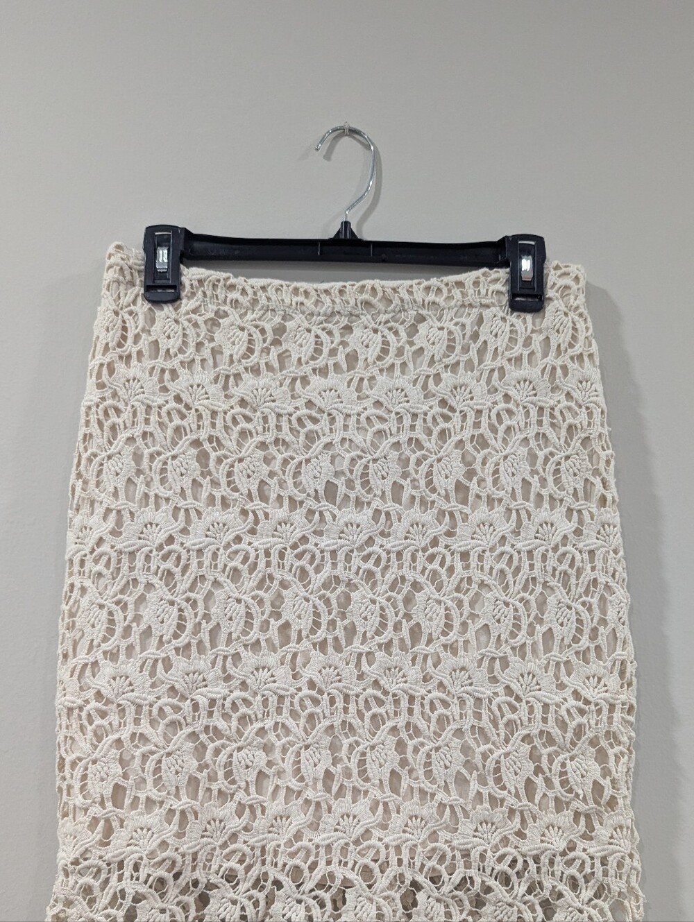 Kenar Ivory Crochet Lace Pencil Skirt